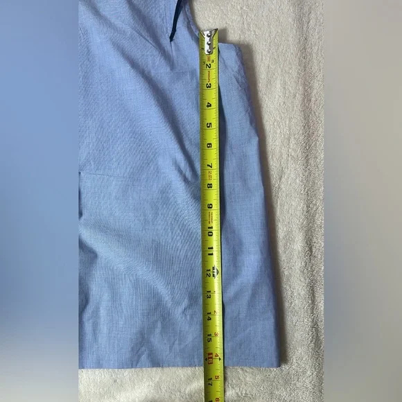 J Crew Womens s14 Ruffle Blouse Cotton Poplin Feminine Nautical Blue 100% cotton - Picture 10 of 13